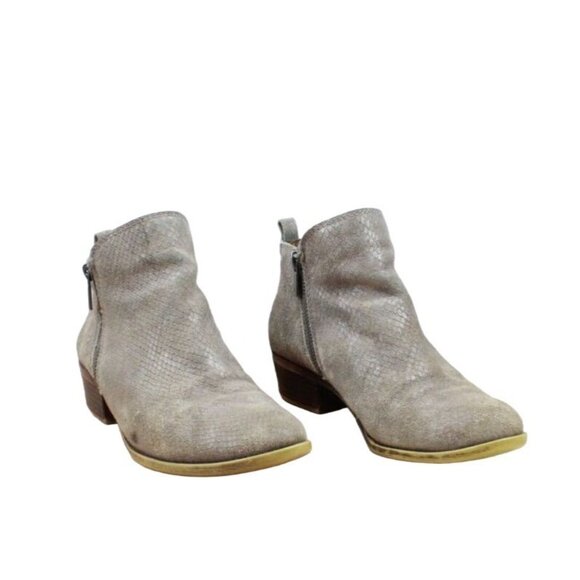 Lucky Brand LK-Basel Gray Snakeskin Leather Side Zip Ankle Bootie Size 7.5 M - Picture 4 of 10